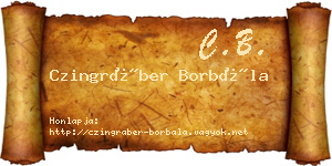 Czingráber Borbála névjegykártya